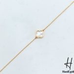 دستبند طلای لخت ونکلیف با سنگ سفید