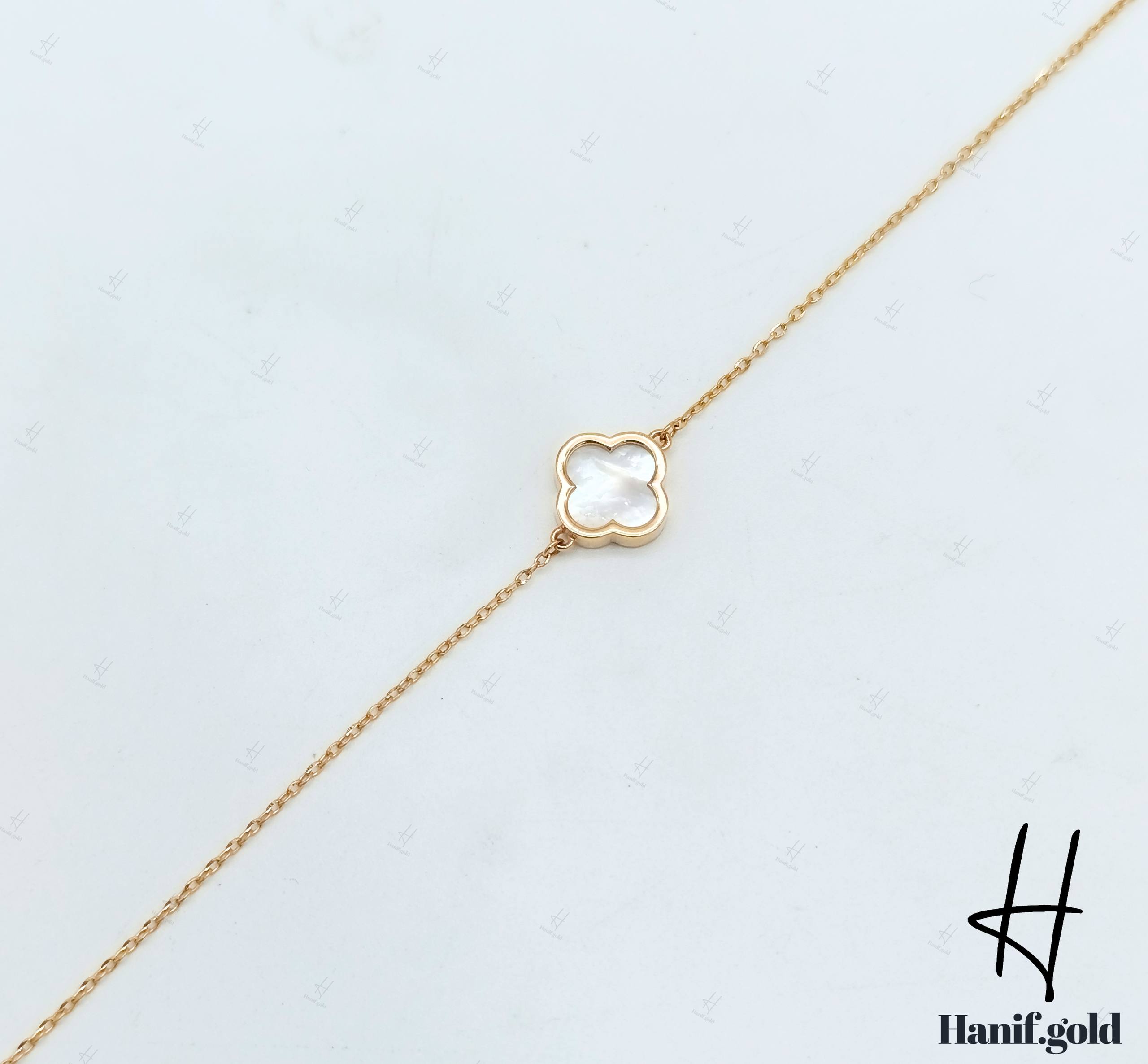 photo_2025-12-07_17-36-13 دستبند طلای لخت ونکلیف با سنگ سفید - Image 1