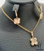 نیم ست طلای زرد و رزگلد گارلین طرح پروانه(نیم ست گارلین) - Image 3