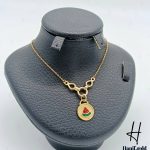 گردنی طلای هندوانه یلدا با مینای سبز و قرمز