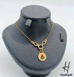 گردنی طلای هندوانه یلدا با مینای سبز و قرمز