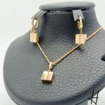 نیم‌ست طلای دو رنگ زرد و رزگلد طرح مربع(نیم ست گارلین)