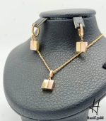 نیم‌ست طلای دو رنگ زرد و رزگلد طرح مربع(نیم ست گارلین)