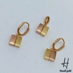 نیم‌ست طلای دو رنگ زرد و رزگلد طرح مربع(نیم ست گارلین) - Image 2