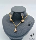 نیم ست طلای دو رنگ زرد و رزگلد گارلین طرح ستاره(نیم ست گارلین)
