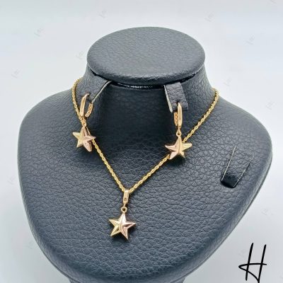 نیم ست طلای دو رنگ زرد و رزگلد گارلین طرح ستاره(نیم ست گارلین)