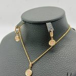 نیم ست طلای دو رنگ زرد و رزگلد گارلین طرح دایره(نیم ست گارلین)