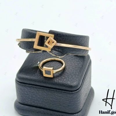 دستبند انگشتر طلای ارمیا با طرح مربع تراش