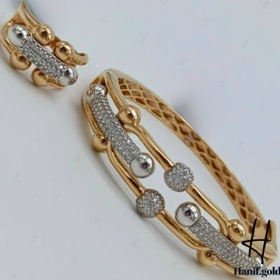 دستبند انگشتر طلای نگین دار تیفانی (دستبند انگشتر نیلی گلد)