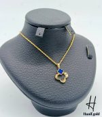 مدال طلای ظریف ونکلیف با سنگ آبی