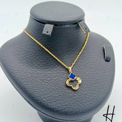 مدال طلای ظریف ونکلیف با سنگ آبی