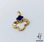 مدال طلای ظریف ونکلیف با سنگ آبی - Image 2