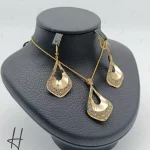 نیم ست طلای طرح اشک سه بعدی با مینای آبی(کالکشن سیمرغ)