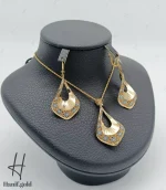 نیم ست طلای طرح اشک سه بعدی با مینای آبی(کالکشن سیمرغ)