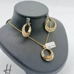 نیم ست طلای طرح دایره با مینای آبی(کالکشن سیمرغ)