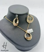 نیم ست طلای طرح دایره با مینای آبی(کالکشن سیمرغ)