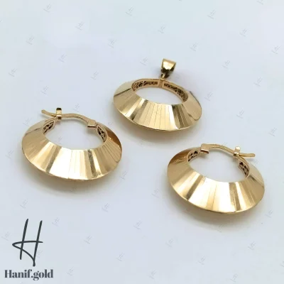 نیم ست طلای طرح دایره زرد آیینه‌ای(کالکشن سیمرغ)