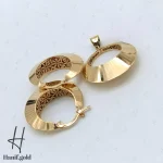 نیم ست طلای طرح دایره زرد آیینه‌ای(کالکشن سیمرغ) - Image 3