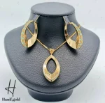 نیم ست طلای طرح اشک آیینه‌ای با مینای سبز و آبی(کالکشن سیمرغ)