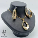 نیم ست طلای طرح اشک آیینه‌ای با مینای سبز و آبی(کالکشن سیمرغ) - Image 2