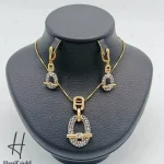 نیم ست طلای هرمس تراش طرح T زرد