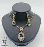 نیم ست طلای هرمس تراش طرح T زرد