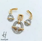 نیم ست طلای هرمس تراش طرح T زرد - Image 2