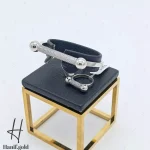 دستبند انگشتر طلای سفید نیلی گلد السا