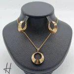 نیم ست طلای طرح دایره زرد آیینه‌ای(کالکشن سیمرغ)