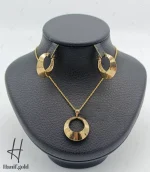 نیم ست طلای طرح دایره زرد آیینه‌ای(کالکشن سیمرغ)