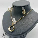 نیم ست طلای طرح دایره ظریف با مینای سبز و آبی(کالکشن سیمرغ)