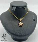 مدال طلای زرد آیینه‌ای قلب لیزری طرح ستاره