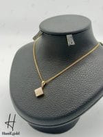 مدال طلای زرد آیینه‌ای قلب لیزری طرح مربع