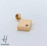 مدال طلای زرد آیینه‌ای قلب لیزری طرح مربع - Image 3